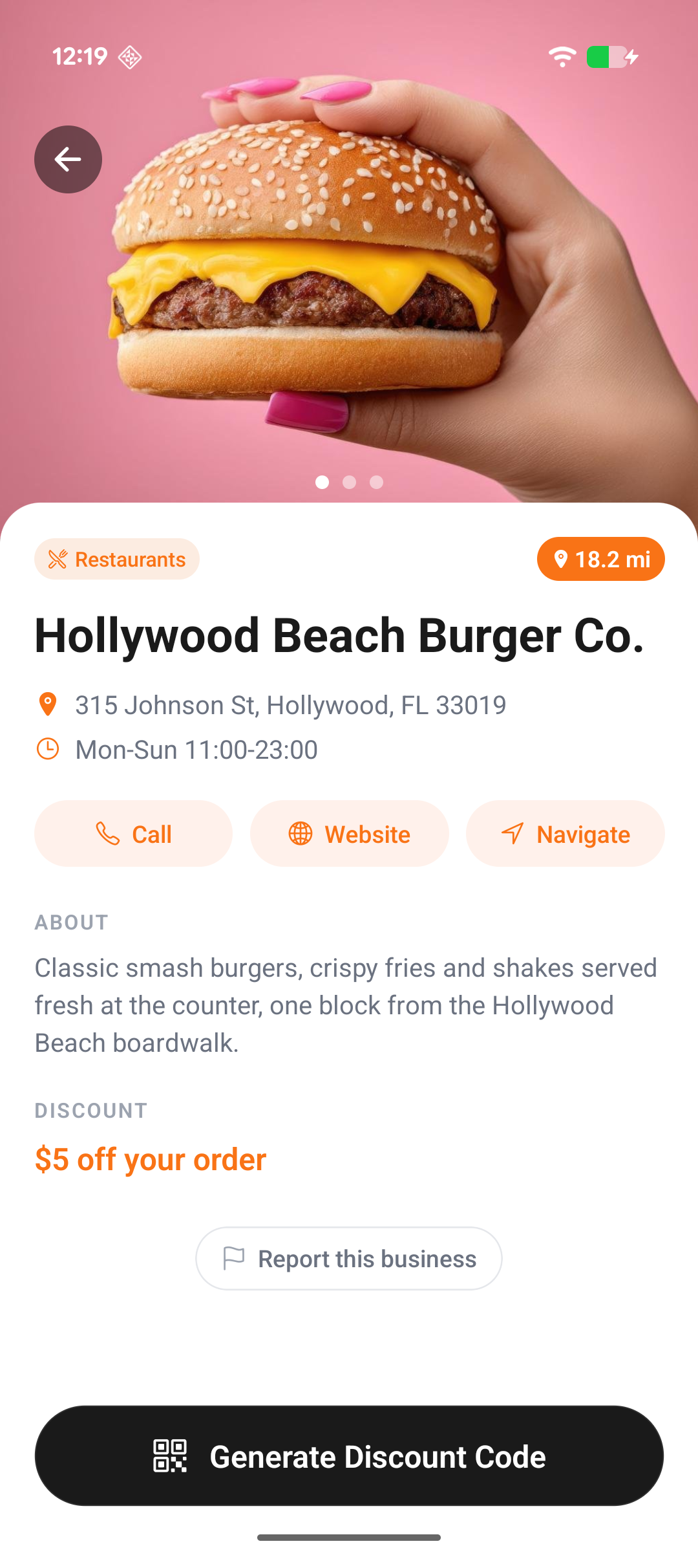 Business detail and offer